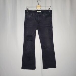 Forever 21 Denim Capri Jeans Womens 28 Black Distressed Ripped Stretch Pocket